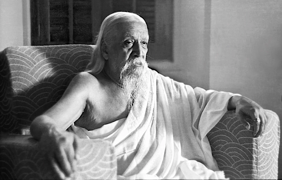 Sri Aurobindo portrait (1872-1950) - Visionary philosopher, revolutionary and founder of Integral Yoga, inspiration behind Ompuri spiritual township in Gujarat