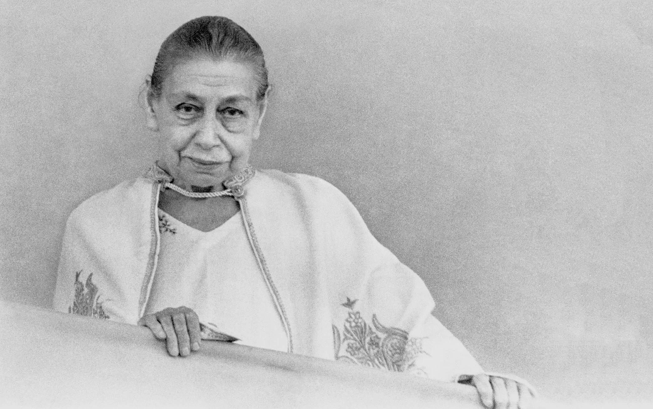 The Mother (Mirra Alfassa) portrait - Spiritual collaborator of Sri Aurobindo and divine force behind the blessing of Ompuri township in Gujarat